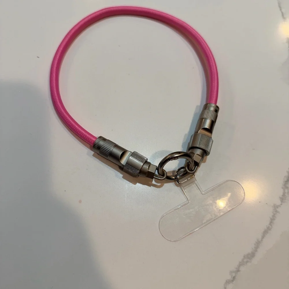 Pink Cable phone bangle with hidden Silver usb-c charger